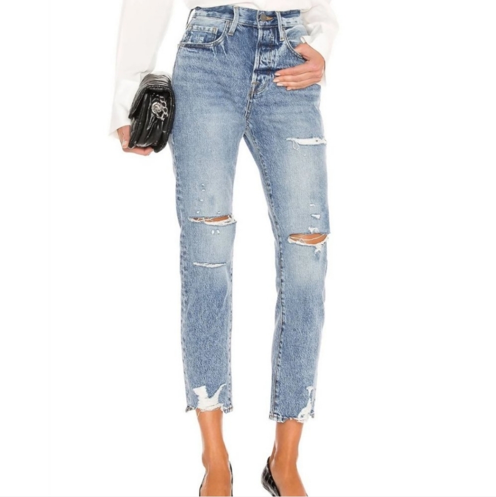 NWT Frame Denim Le Original High Rise Straight Fit leg Denim Jeans distressed 27